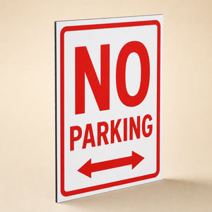 Aluminum Signs shown with a No Parking design, one of the common uses for this material