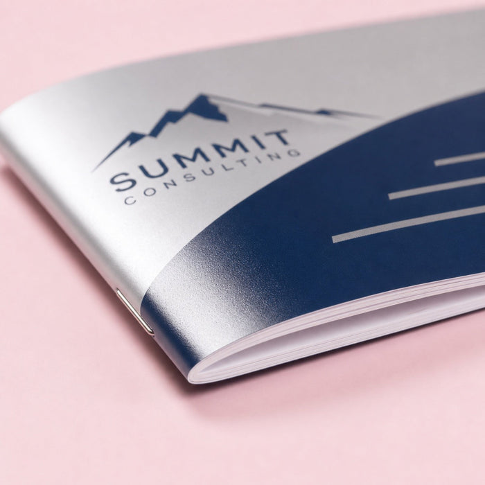 Close-up of the economy coated stock on Economy Booklets 8.5x5.5