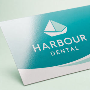 Close-up of the gloss UV coating on Glossy Postcards
