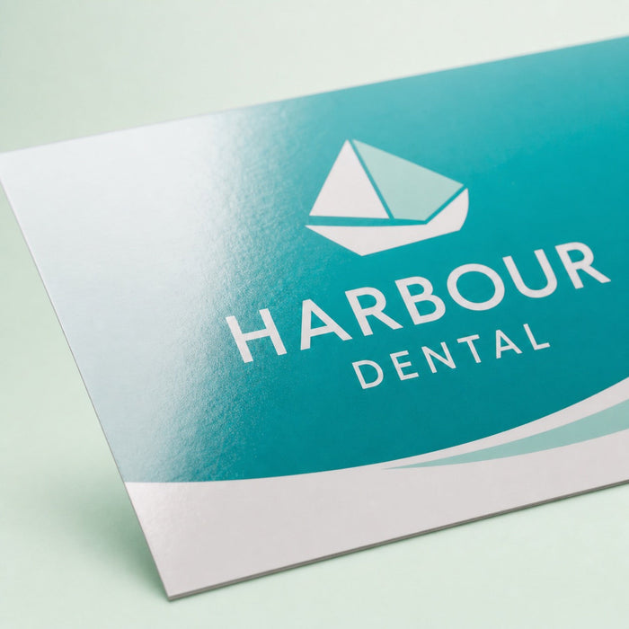 Close-up of the gloss UV coating on Glossy Postcards