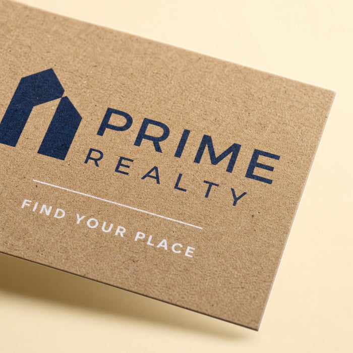 Close-up of the natural uncoated kraft stock on Kraft Business Cards