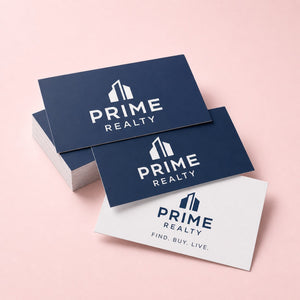 Matte Business Cards printed on 14PT card stock with matte finish, 3.5 x 2 inches, shown at an angle