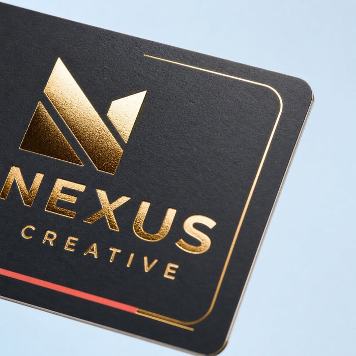 Close-up of the real metallic foil stamping on Metallic Foil Business Cards