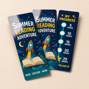 Premium High-Gloss Bookmarks, 16pt cardstock, UV coating, shown in an alternate use