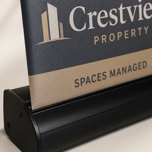 Pull-Up Banner Black Base, 13oz matte vinyl, 33 x 81 inches, black anodized base