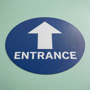 Social Distancing Floor Stickers, custom vinyl floor decal, shown in an alternate use