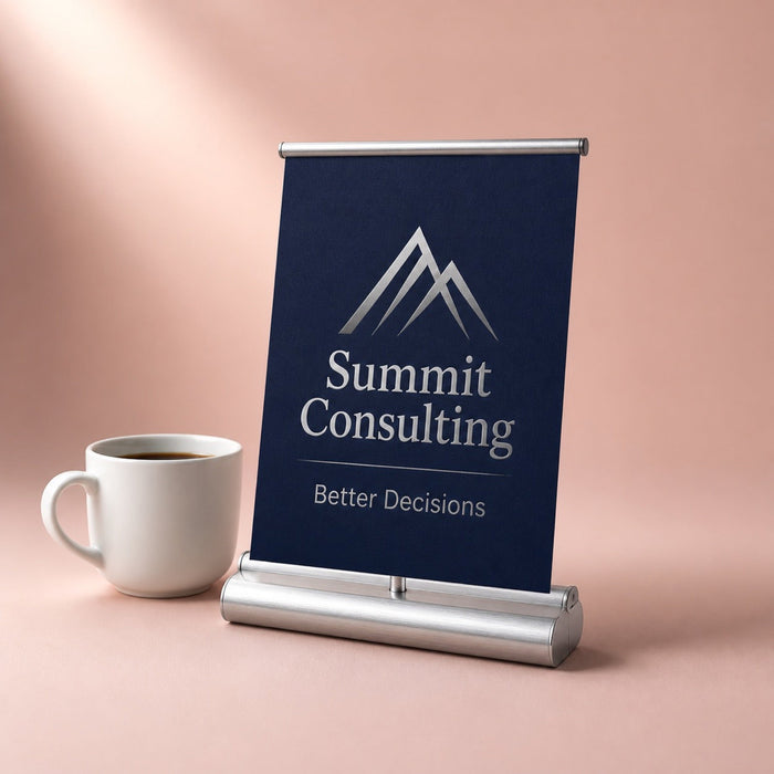 Tabletop Pull-Up Banner, 13oz matte vinyl, 11 x 18 inches