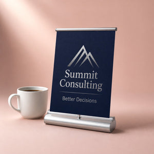 Tabletop Pull-Up Banner, 13oz matte vinyl, 11 x 18 inches