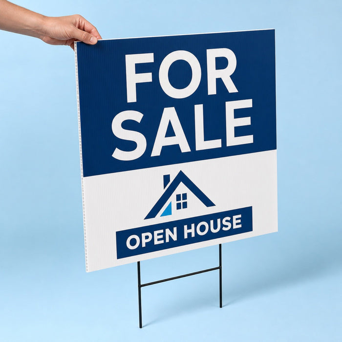 Yard Signs held in hand showing its 24 x 18 inches size