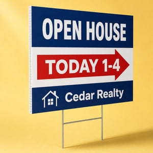 Yard Signs 10mm, 10mm corrugated plastic (coroplast), 6x24 to 48x48, shown in an alternate use