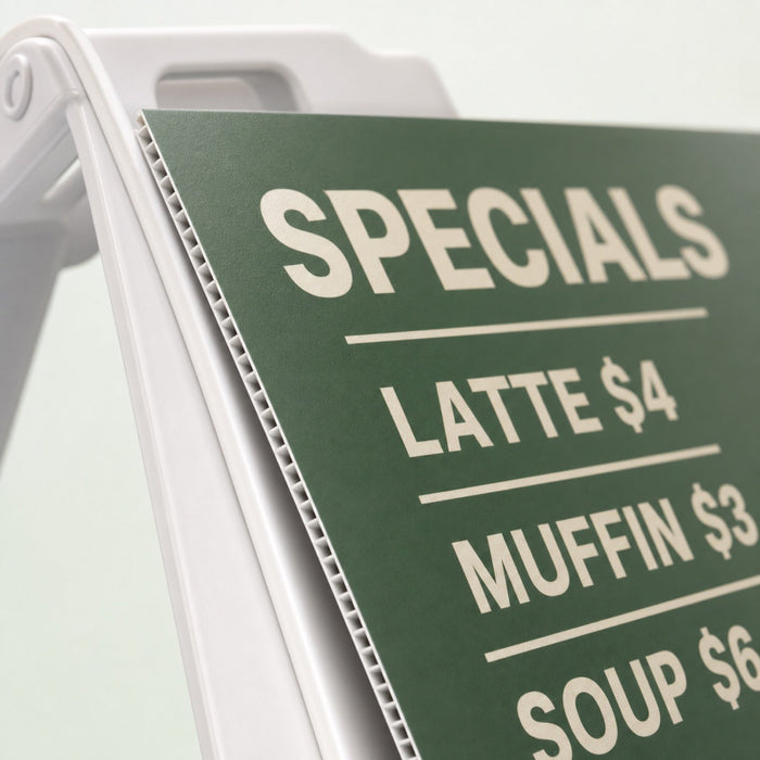Close-up of the direct-print rigid substrate on A-Frame Signs