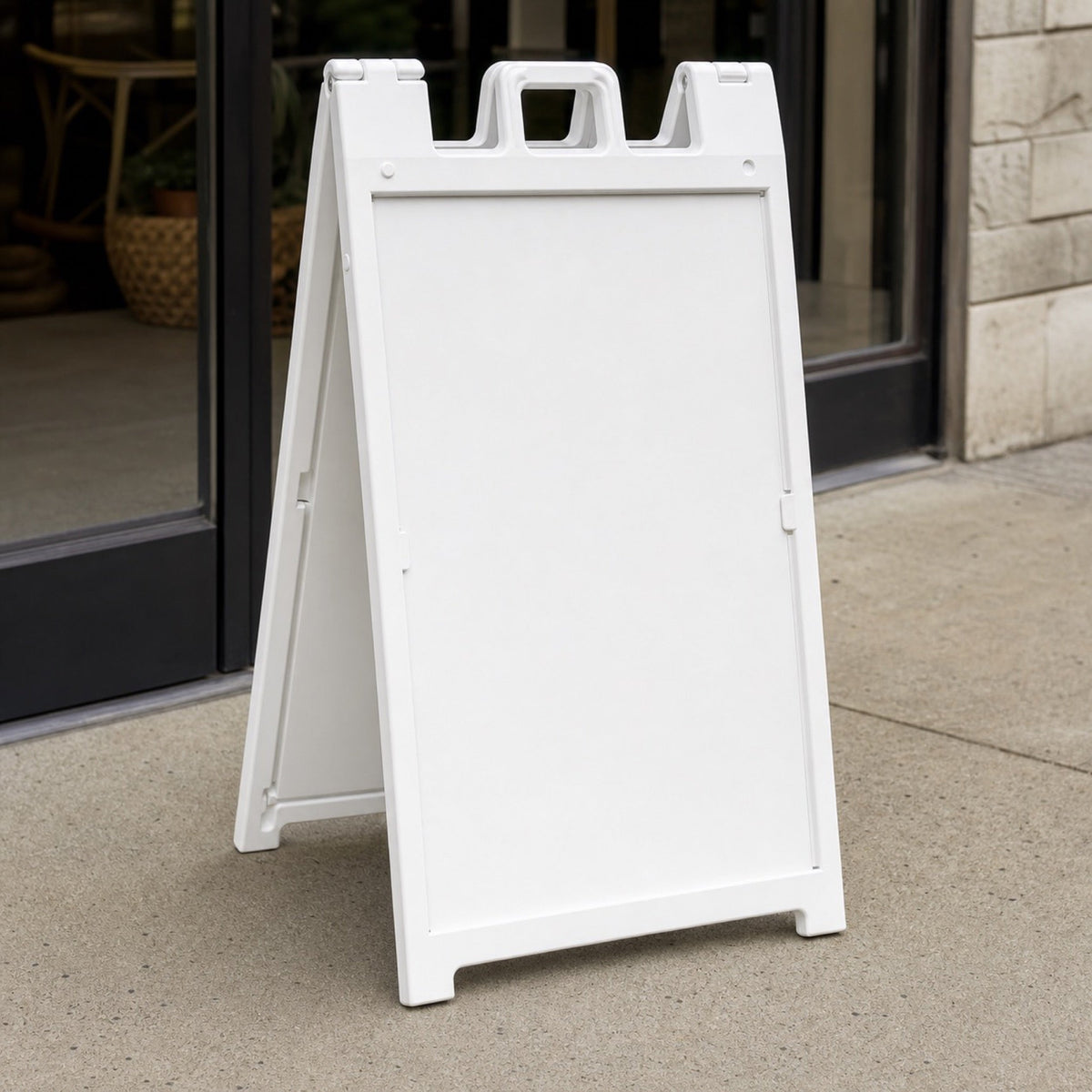 A-Frame Stands held in hand showing its 25 x 45 inches assembled size