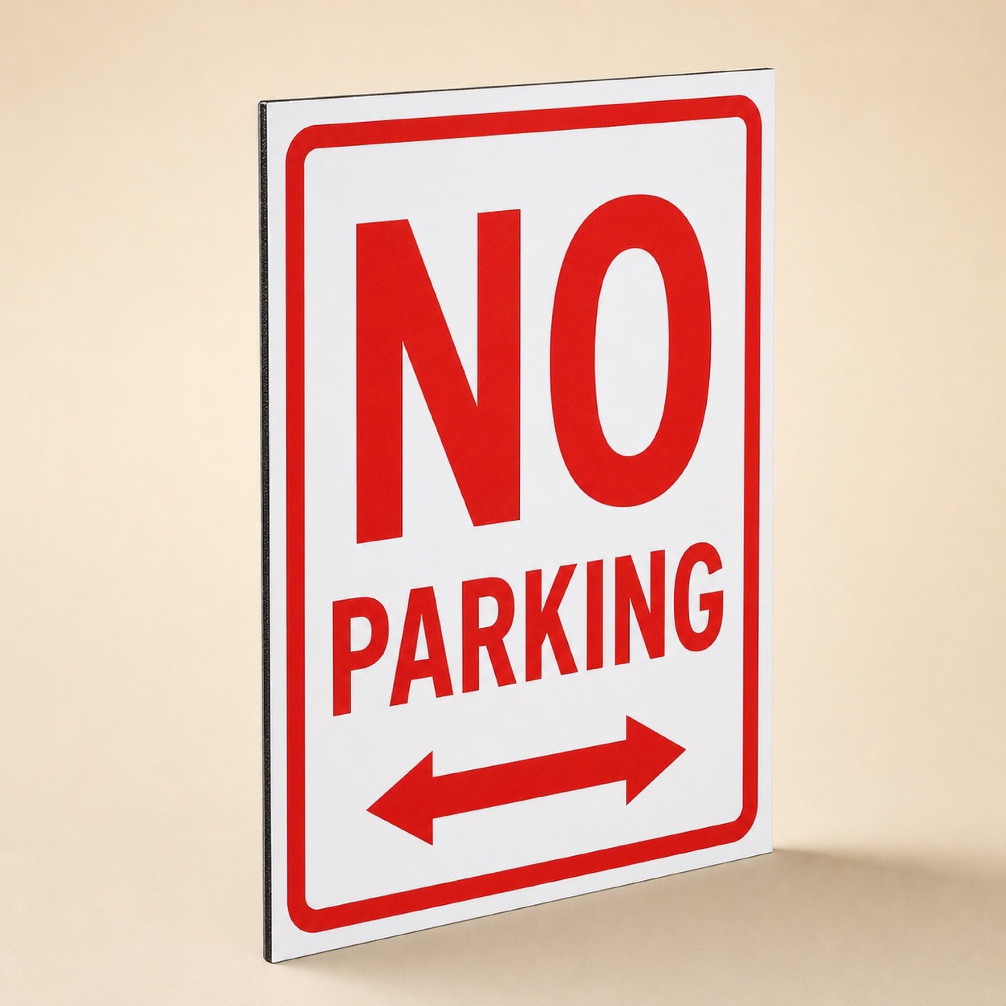 Aluminum Signs shown with a No Parking design, one of the common uses for this material