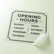 Clear Window Clings printed on 8mil clear static cling vinyl, no adhesive, 8 x 10 inches, shown at an angle