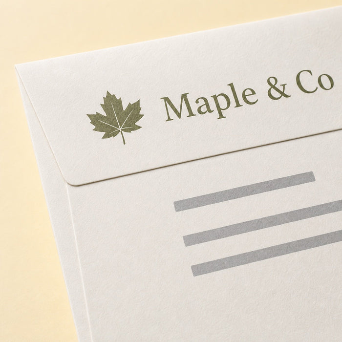 Close-up of the clean offset printing on Custom Envelopes