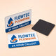 Custom Magnets printed on 14pt flexible magnetic stock, 3.5 x 2 inches, shown at an angle