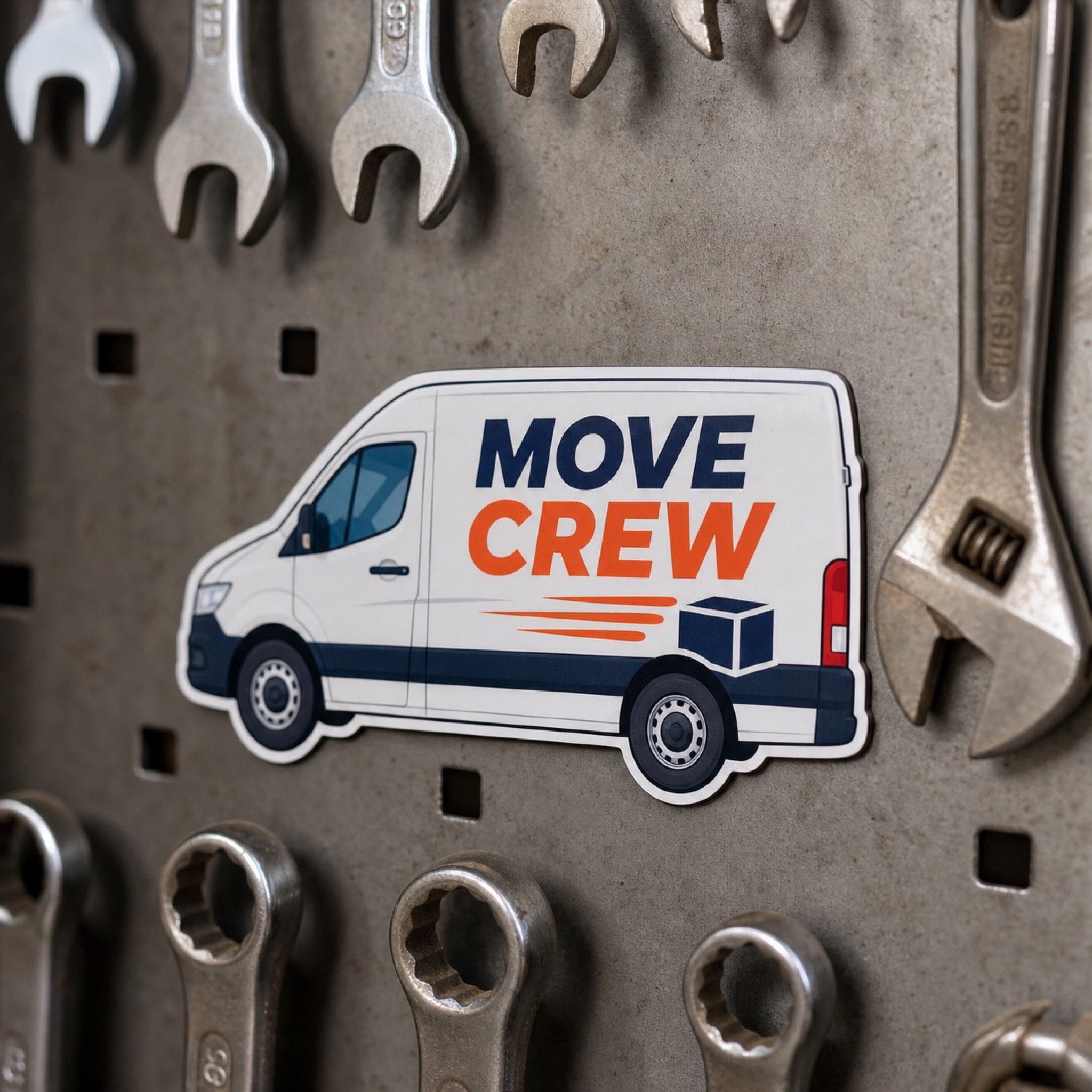 Cut to Shape Magnets 20mil in use - on a workshop tool board among spanners