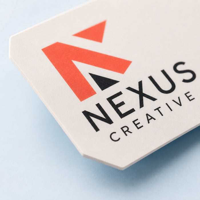 Close-up of the clean offset printing on Die Cut Business Cards