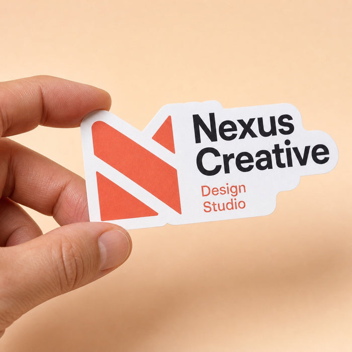 Die Cut Business Cards held in hand showing its 3.5 x 2 inches size