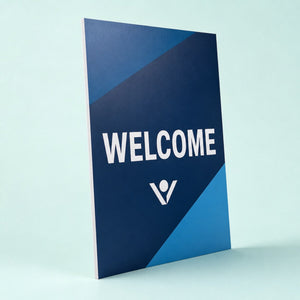 Display Boards 24pt printed on 24PT pressed display board, 24 x 36 inches, shown at an angle