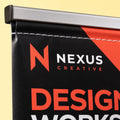 Close-up of the full-colour dye printing on flexible material on Double-Sided Pull-Up Banner