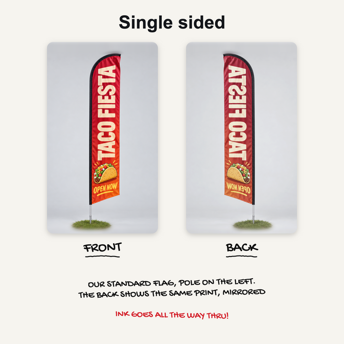 Econo feather flag single sided, front and back