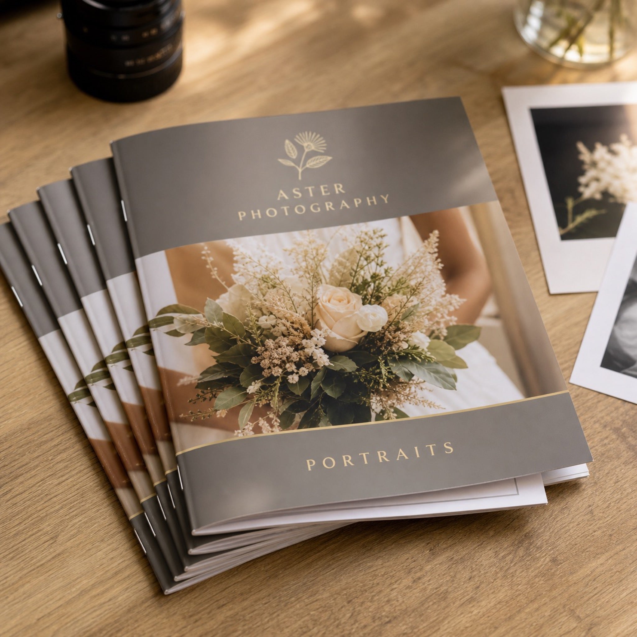 Economy Booklets 8.5x11 in use - fanned in a short overlapping stack on a photographer's desk