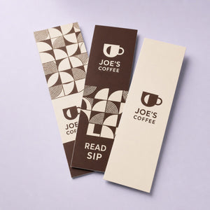Economy Bookmarks printed on 14PT card stock, 2 x 6 inches, shown at an angle