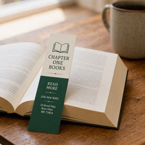 Economy Bookmarks in use - in a stack of new releases on a bookshop table