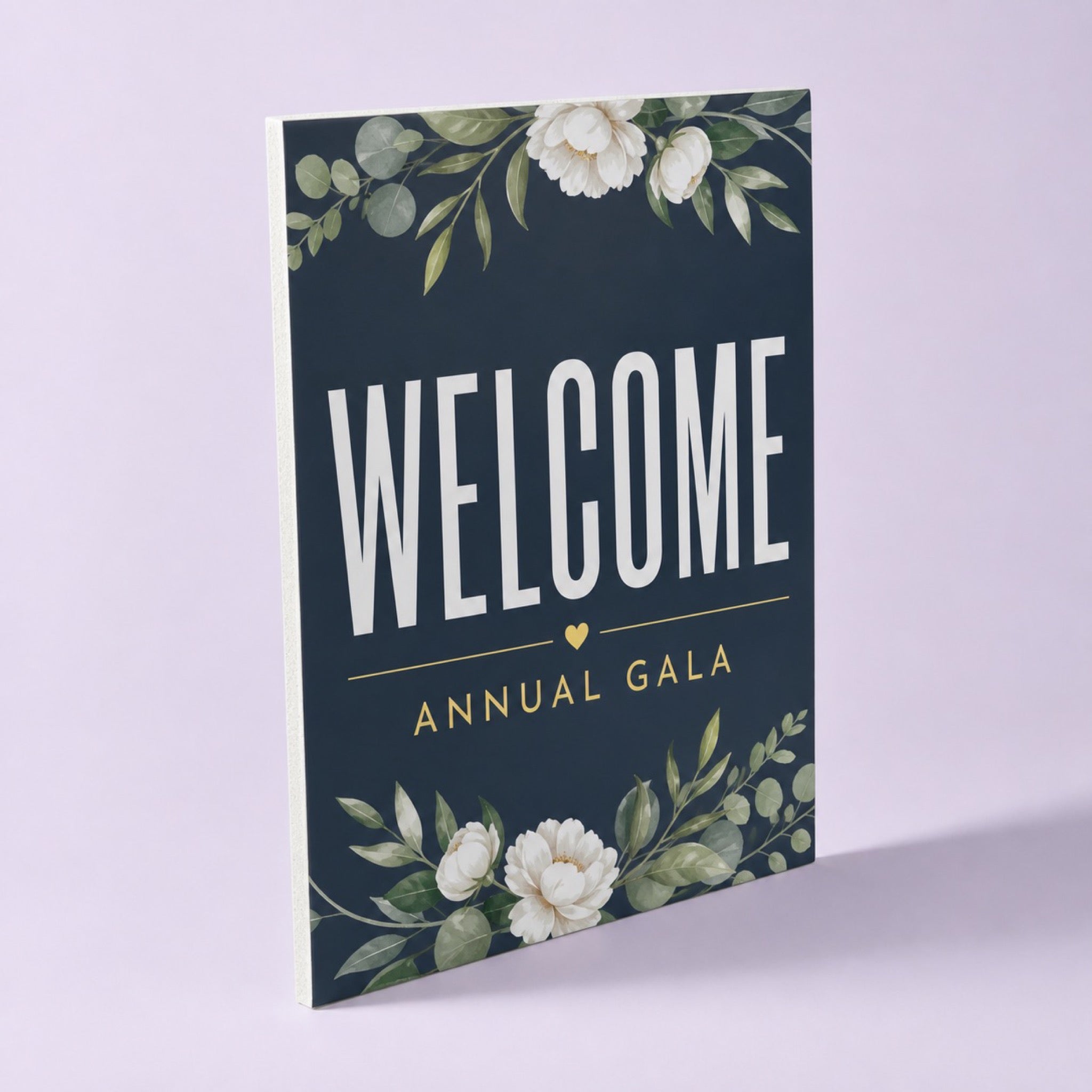 Foam Board Signs printed as a WELCOME event board, a large welcome headline and an event name beneath