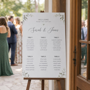 Foam Board Signs in use - on an easel at the entrance to a wedding reception