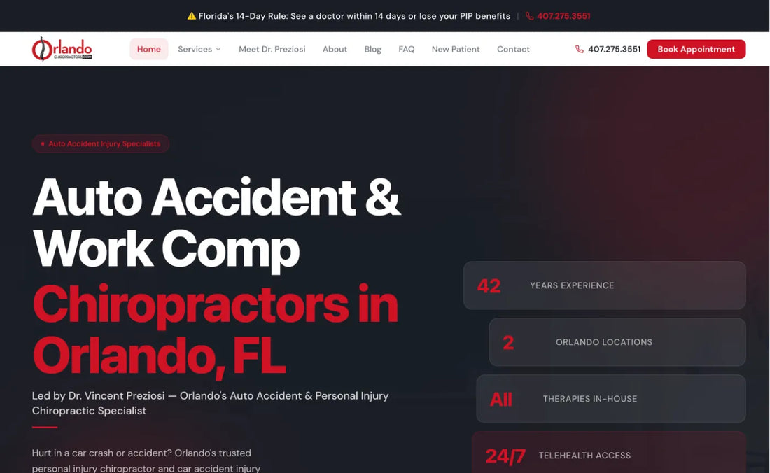 Orlando Chiropractors website on a computer