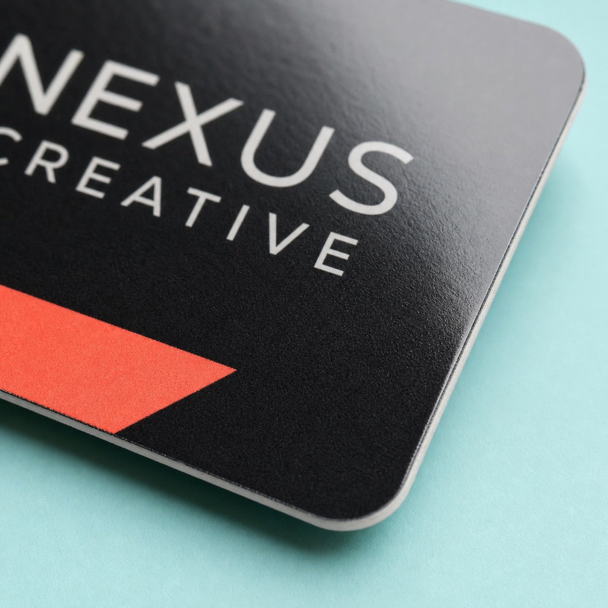 Close-up of the gloss laminate film on Gloss Laminated Business Cards