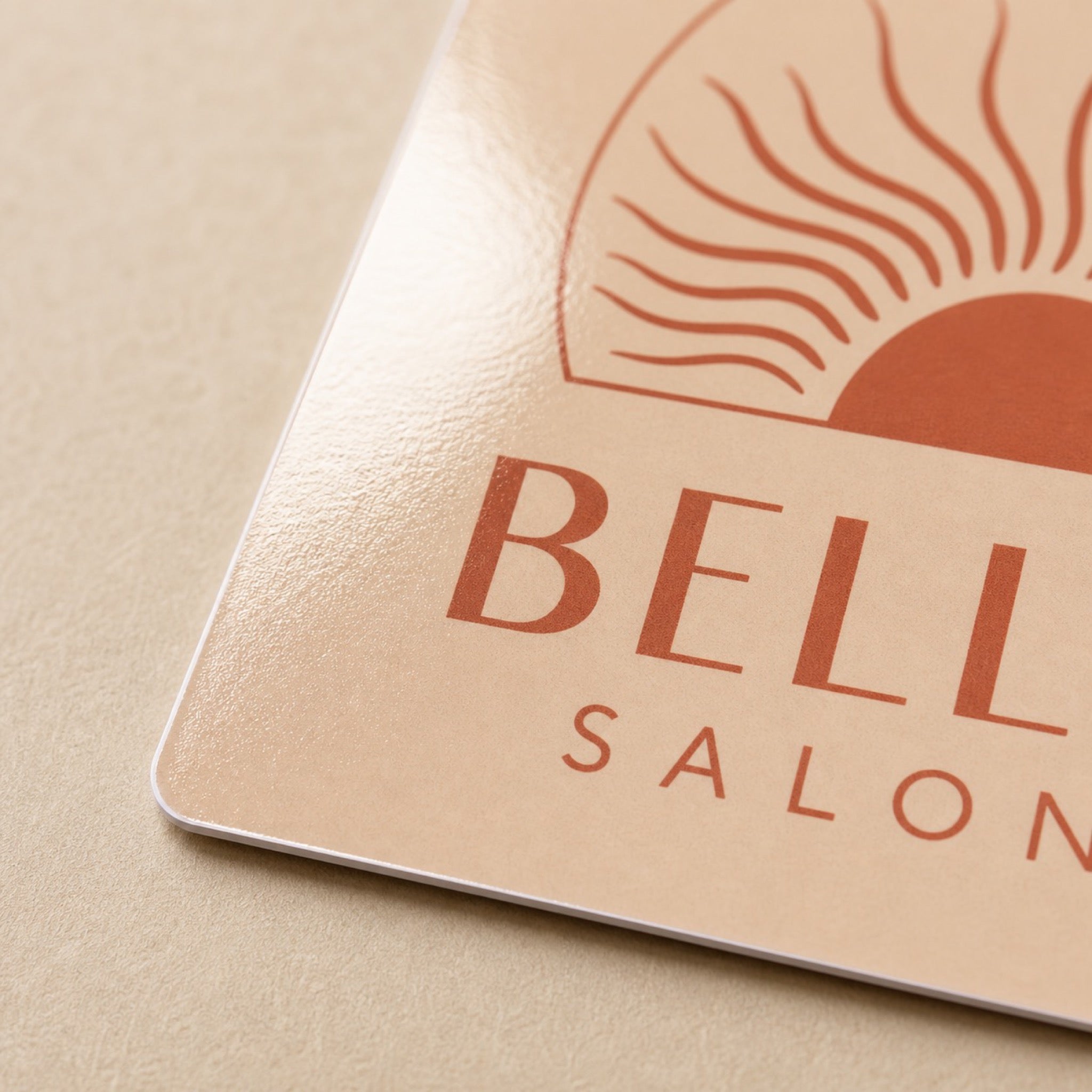 Close-up of the gloss laminate film on Gloss Laminated Postcards