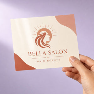 Gloss Laminated Postcards held in hand showing its 4 x 6 inches size