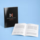 Glossy Booklets 8.5x11 printed on 100lb gloss text pages with a 100lb gloss cover, saddle stitched, 8.5 x 11 inches, shown at an angle