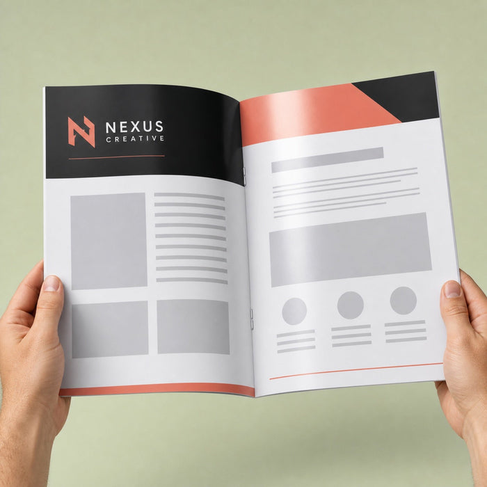 Glossy Booklets 8.5x11 held in hand showing its 8.5 x 11 inches size
