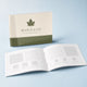 Glossy Booklets 8.5x5.5 printed on 100lb gloss text pages with a 100lb gloss cover, saddle stitched, 8.5 x 5.5 inches, shown at an angle
