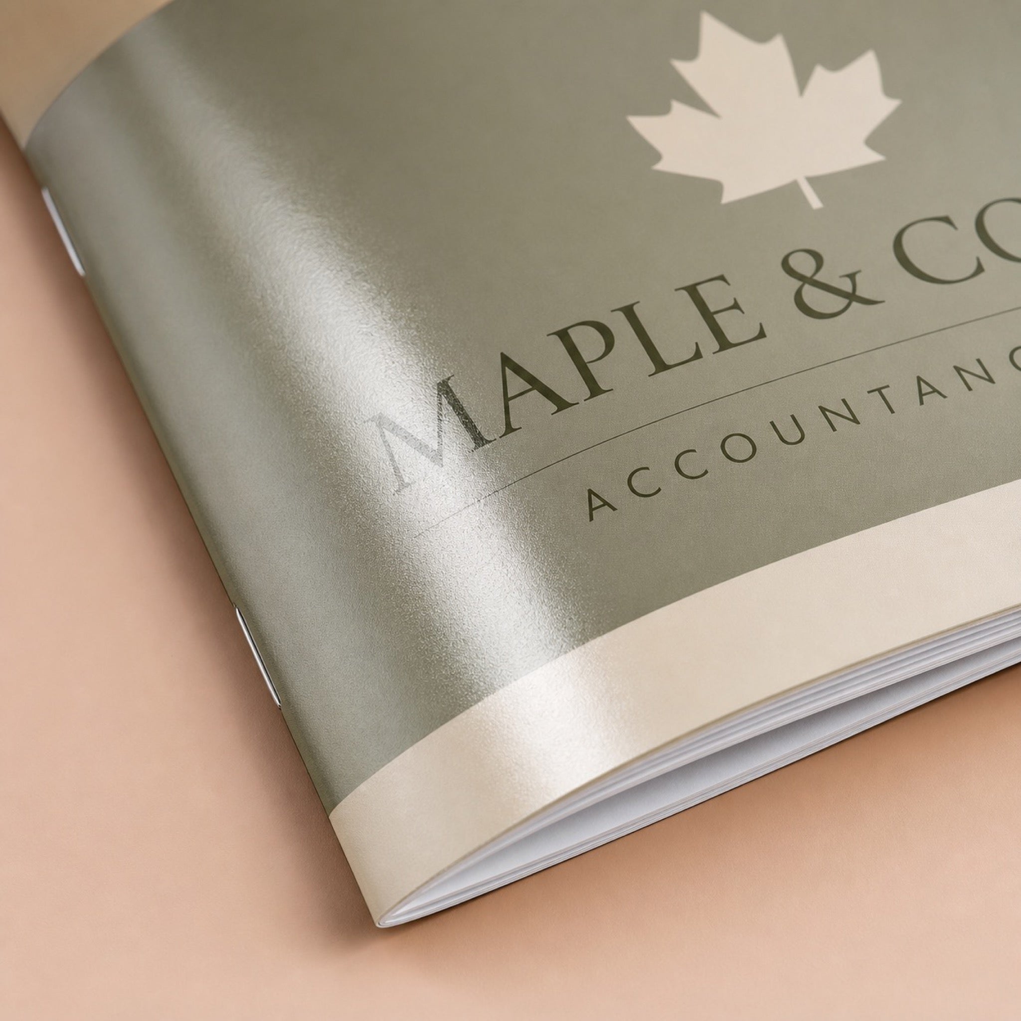 Close-up of the gloss UV coating on Glossy Booklets 8.5x5.5