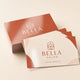 Glossy Business Cards printed on 14PT card stock with gloss AQ coating, 3.5 x 2 inches, shown at an angle