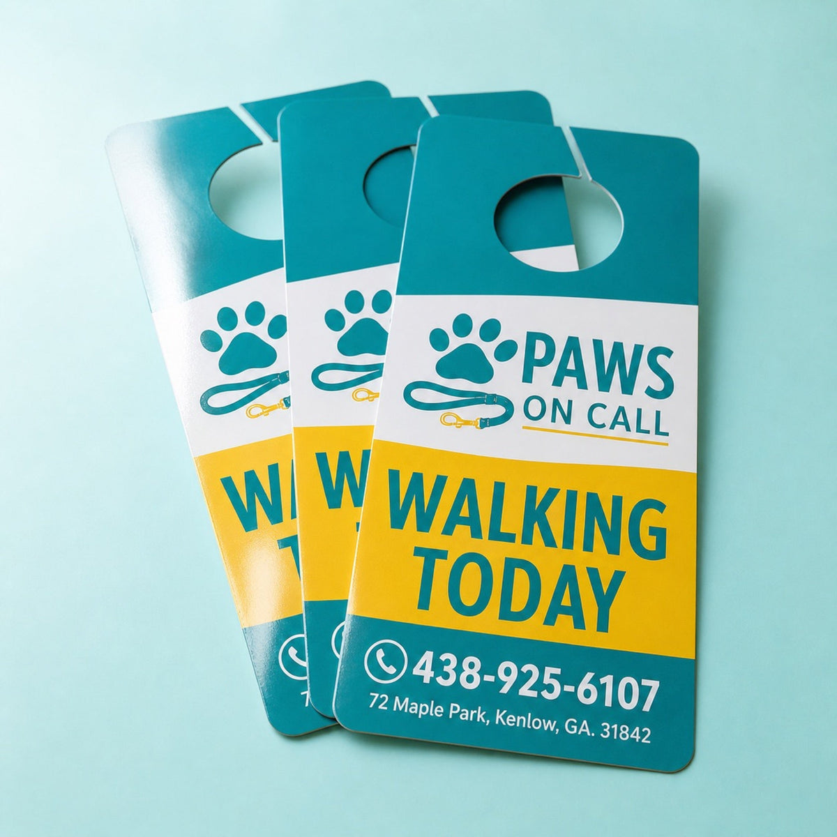 Glossy Door Hangers shown as another common application