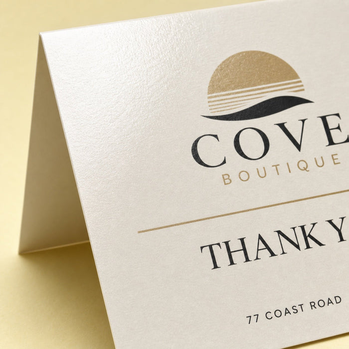 Close-up of the gloss UV coating on Glossy Greeting Cards