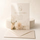 Glossy Invitations printed on 14PT card stock, 5 x 7 inches, shown at an angle