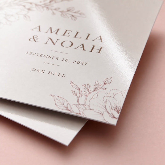 Close-up of the gloss UV coating on Glossy Invitations