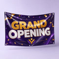 Glossy Vinyl Banners printed on 13oz gloss scrim vinyl, hemmed with metal grommets, 3 x 6 feet, shown at an angle