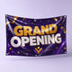 Glossy Vinyl Banners printed on 13oz gloss scrim vinyl, hemmed with metal grommets, 3 x 6 feet, shown at an angle