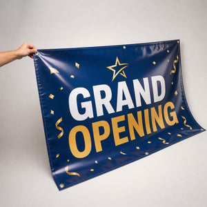 Glossy Vinyl Banners held in hand showing its 3 x 6 feet size