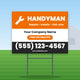 Handyman Yard Sign Design 1: 24 x 18 yard sign on a steel H-stake in a front lawn