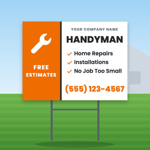 Handyman Yard Sign Design 2: 24 x 18 yard sign on a steel H-stake in a front lawn
