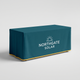Custom fitted table cover with boxed corners on a 6 ft table, teal print with logo